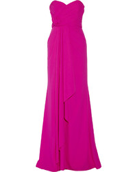 Badgley Mischka Ruched Crepe Gown
