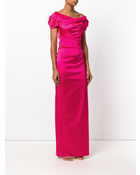 Talbot Runhof Ruched Puff Sleeved Gown