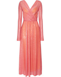Emilio Pucci Sequined Stretch Tulle Gown Baby Pink
