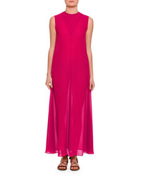 Valentino V Detail Sleeveless A Line Gown Pink