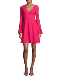 Nanette Lepore Long Sleeve Mesh Fit And Flare Dress Pink