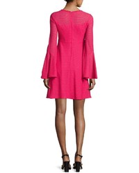 Nanette Lepore Long Sleeve Mesh Fit And Flare Dress Pink