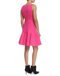 Derek Lam 10 Crosby Sleeveless Fit And Flare Ponte Mini Dress Hot Pink