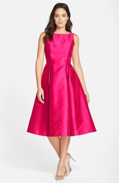 pink fit and flare cocktail dress