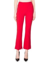 Roland Mouret Goswell Crepe Slim Cropped Boot Cut Pants Rose