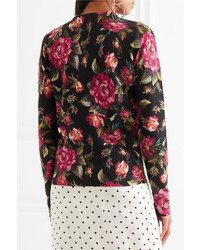 Dolce & Gabbana Floral Print Cashmere Cardigan Pink