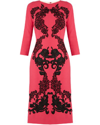 Dolce & Gabbana Floral Appliqu Wool Crepe Dress