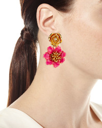 Oscar de la Renta Gilded Floral Clip On Earrings