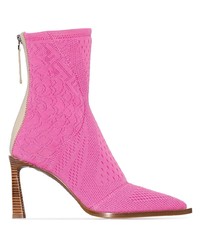 Hot Pink Floral Elastic Ankle Boots