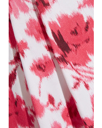 Oscar de la Renta Floral Print Stretch Cotton Dress Pink