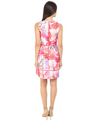 Vince Camuto Printed Twill Sleeveless Fit And Flare Dress With Seam Detail On Skirt