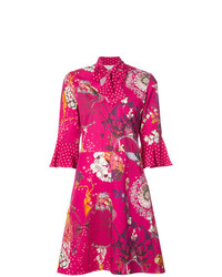 Etro Tied Neck Mixed Floral Dress