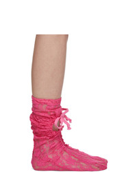 Hot Pink Floral Lace Socks