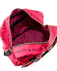 Betsey Johnson Cargo Floral Nylon Weekender Bag Fuchsia