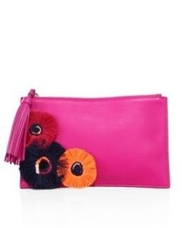 Loeffler Randall Floral Embroidered Leather Pouch