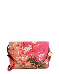 Hot Pink Floral Leather Crossbody Bag