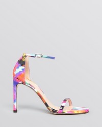 Stuart Weitzman Ankle Strap Sandals Nudistsong High Heel Floral Patent
