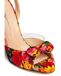 Charlotte Olympia Sue Floral Print Crepe De Chine Sandals