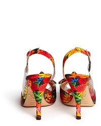 Charlotte Olympia Sue Floral Print Crepe De Chine Sandals