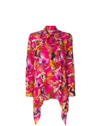 Hot Pink Floral Long Sleeve Blouse