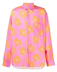 Hot Pink Floral Long Sleeve Shirt
