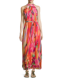 Romeo & Juliet Couture Printed Sleeveless Belted Maxi Dress Pinkmulti