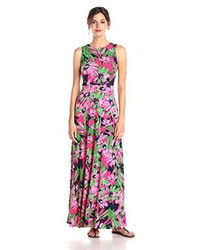 Taylor Dresses Printed Maxi Dress With Mesh Inset