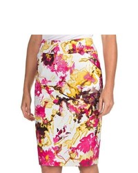 Womyn Floral Pencil Skirt Stretch Cotton Watercolor Floral