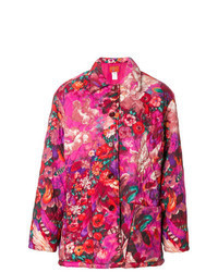 Hot Pink Floral Puffer Coat