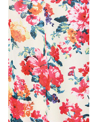 V Neck Floral Print Shift Dress