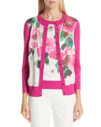 Hot Pink Floral Silk Cardigan