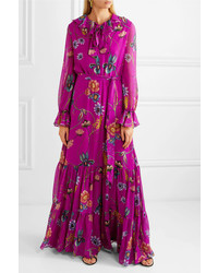 Borgo De Nor Anna Floral Print Silk Tte Maxi Dress