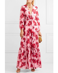 Borgo De Nor Freya Floral Print Silk Tte Maxi Dress