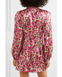 Raquel Diniz Elle Floral Print Silk Satin Mini Dress
