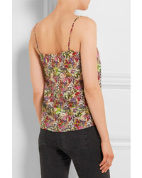 Equipment Layla Floral Print Washed Silk Camisole Fuchsia
