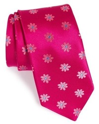 Hot Pink Floral Silk Tie