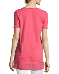 Johnny Was Jwla For Floral Embroidered Flounce Tee Coral