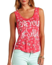 Charlotte Russe Love Your Selfie Floral Graphic Tank Top