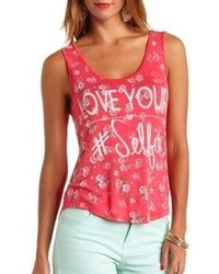 Charlotte Russe Love Your Selfie Floral Graphic Tank Top