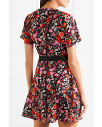 Goen.J Med Floral Print Crepe De Chine Wrap Mini Dress