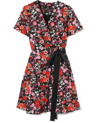 Goen.J Med Floral Print Crepe De Chine Wrap Mini Dress