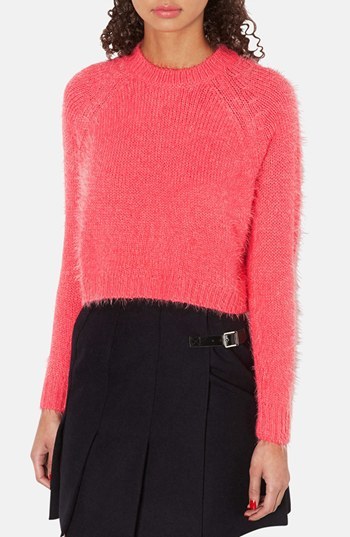 deuropening Reductor Spreek luid Topshop Monster Fluffy Crop Sweater Pink 4, $44 | Nordstrom | Lookastic