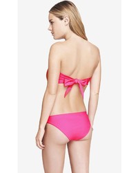 Express Fringe Bandeau Bikini Swim Top Bright Pink