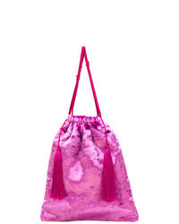 Hot Pink Fringe Canvas Tote Bag