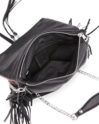 Ash Kimi Leather Fringe Crossbody Bag Pink Snake