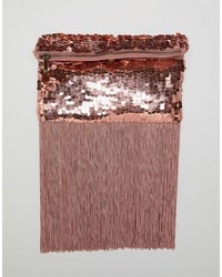 Hot Pink Fringe Sequin Clutch