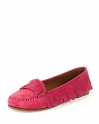 Tomas Maier Suede Fringed Moccasin Rose