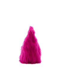 Balenciaga Pink Faux Fur Large Furry Curve Clutch