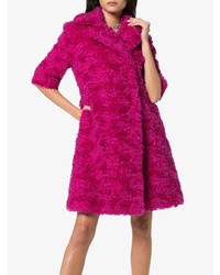 Moschino Mid Sleeve Faux Fur Mohair Blend Coat