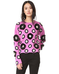 Hot Pink Fur Crew-neck Sweater